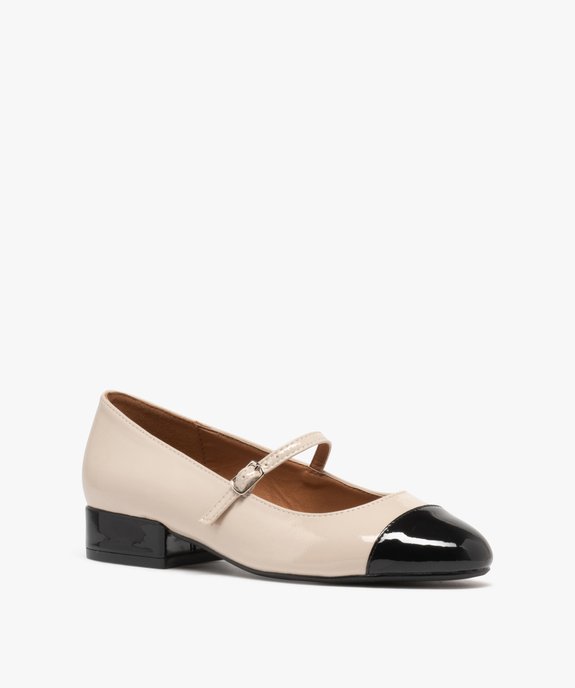 Ballerines vernies bicolores à talon femme vue2 - FOLLOW ME - GEMO