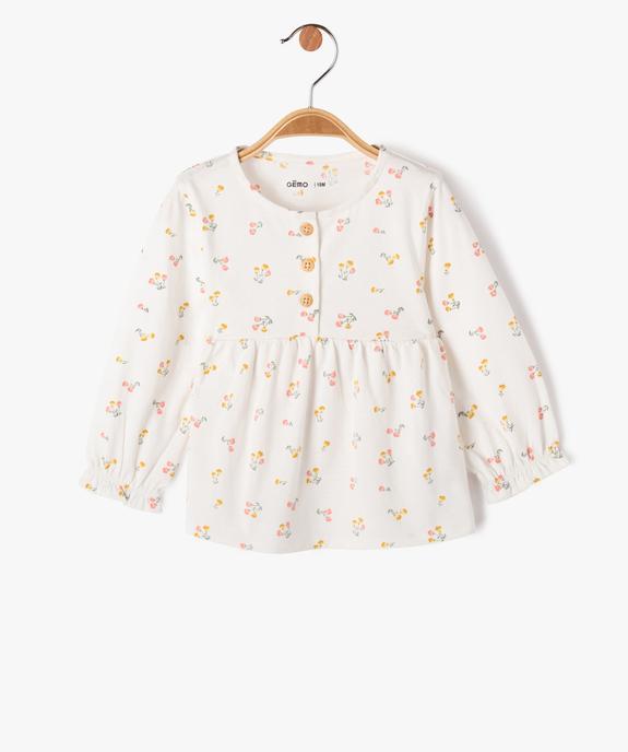 Tee-shirt à manches longues façon blouse bébé fille vue1 - GEMO 4G BEBE - GEMO