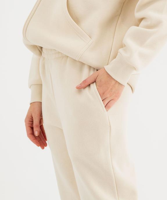 Pantalon de jogging en molleton uni à taille élastiquée femme vue2 - GEMO 4G FEMME - GEMO