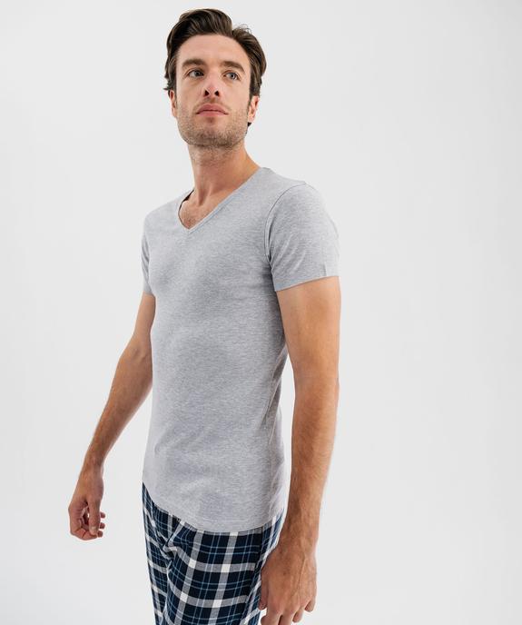 Tee-shirt homme à manches courtes et col V en coton biologique (lot de 2) vue2 - GEMO 4G HOMME - GEMO