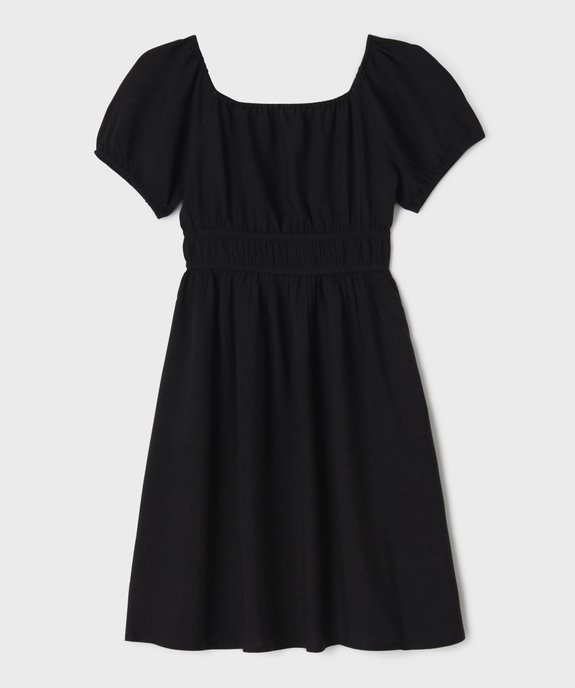 Robe manches courtes col Bardot en viscose fille vue1 - GEMO 4G FILLE - GEMO