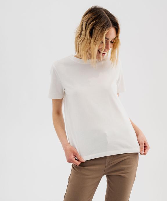 Tee-shirt manches courtes et col rond uni en coton résistant femme vue1 - GEMO(FEMME PAP) - GEMO