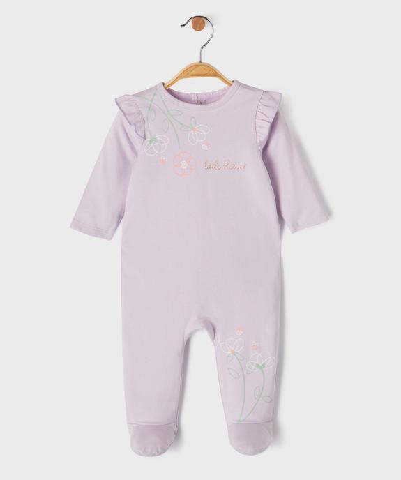 Pyjama en coton avec volants sur les épaules bébé fille vue1 - GEMO 4G BEBE - GEMO
