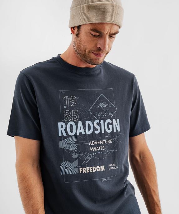 Tee-shirt à manches courtes imprimé homme - Roadsign vue2 - ROADSIGN G4G - GEMO