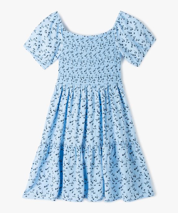 Robe fille fleurie à buste smocké vue3 - GEMO (JUNIOR) - GEMO