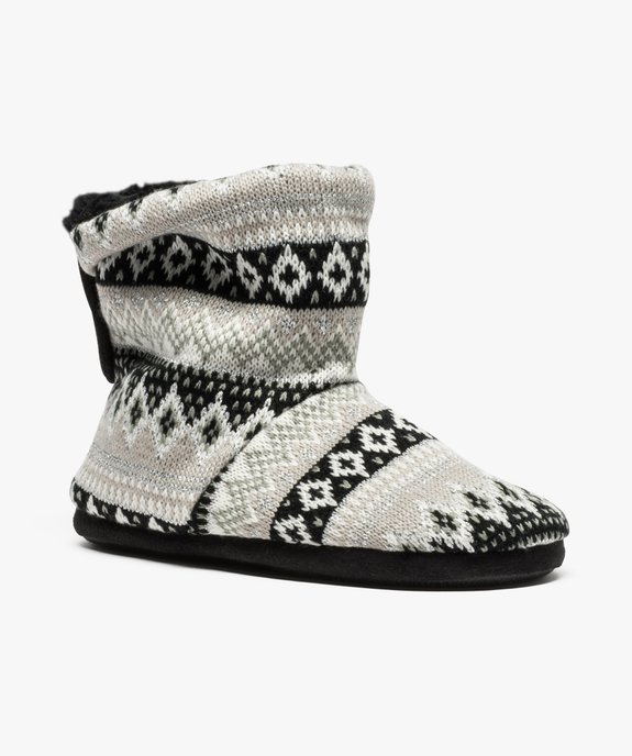 Chaussons montants fourrés motifs jacquard vue2 - GEMO(HOMWR FEM) - GEMO