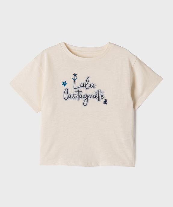 Tee-shirt manches courtes coupe ample en coton flammé fille - LuluCastagnette vue1 - LULU CASTAGNETTE G4G D - GEMO