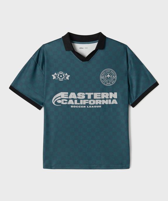 Tee-shirt manches courtes en mesh façon maillot de foot à col polo V garçon vue1 - GEMO (JUNIOR) - GEMO