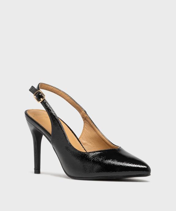 Escarpins sling-back vernis à bout pointu et talon aiguille femme - Valentina Baldano vue2 - VALENTINA BALDA - GEMO