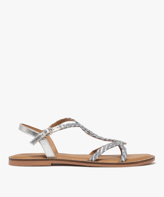 Sandales en cuir à brides tressées et talon plat femme vue1 - TANEO GEMO FOR GOOD - GEMO
