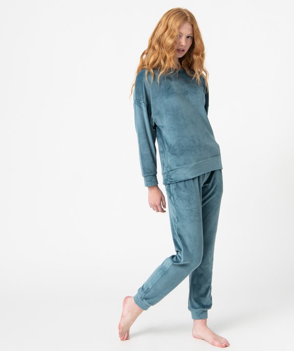 Pyjama femme en velours extensible vue1 - GEMO(HOMWR FEM) - GEMO