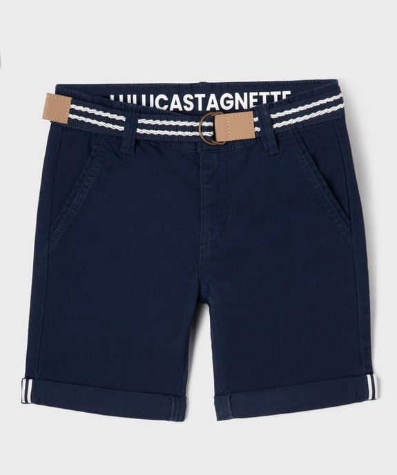 Bermuda en coton stretch avec ceinture garçon - LuluCastagnette vue1 - LULUCASTAGNETTE - GEMO
