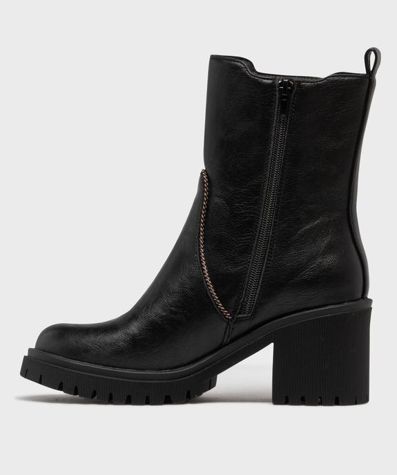 Boots avec empiècement léopard et semelle crantée femme - Emilia Rosa vue3 - EMILIA ROSA - GEMO