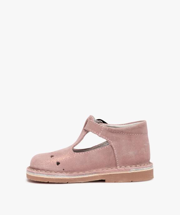 Babies bébé fille dessus cuir uni motifs perforés vue3 - GEMO(BEBE DEBT) - GEMO