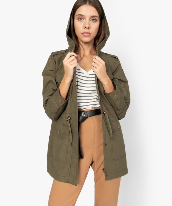 Parka femme légère et multipoche à capuche vue1 - FOLLOW ME - GEMO