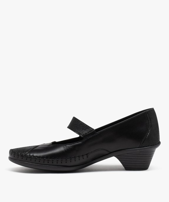 Escarpins confort femme en cuir détails brillants vue3 - GEMO 4G FEMME - GEMO