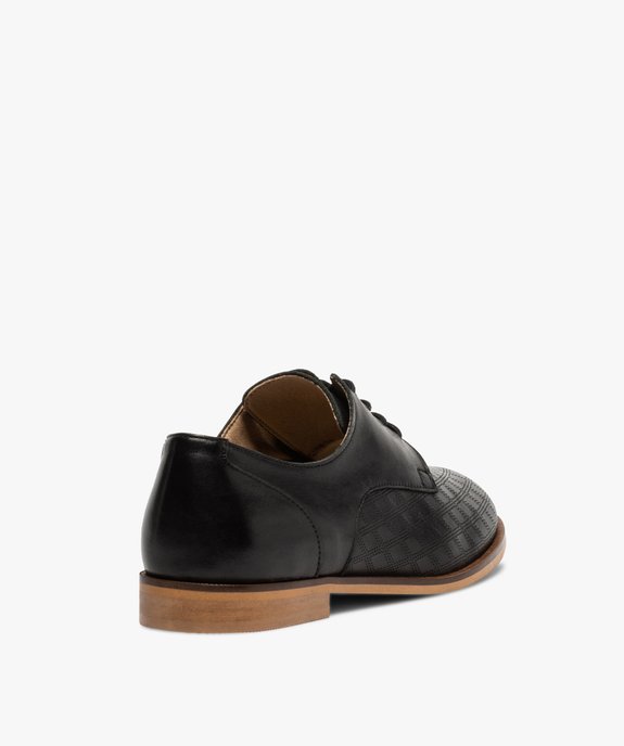 Derbies femme à talon plat et tige perforée vue4 - GEMO (CASUAL) - GEMO