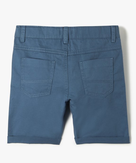 Bermuda garçon en coton twill uni à revers vue3 - GEMO 4G GARCON - GEMO