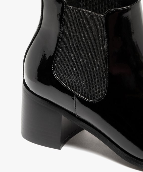 Bottines femme à talon carré dessus vernis style Chelsea détail pailleté vue7 - GEMO(URBAIN) - GEMO