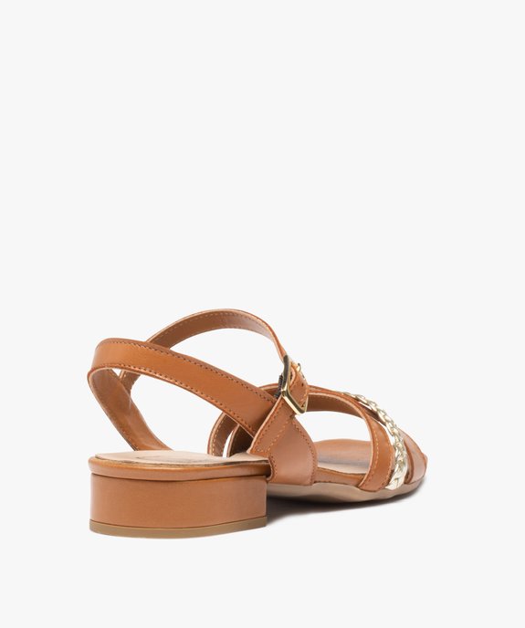 Sandale femme dessus en cuir à petit talon carré - TANEO vue4 - TANEO - GEMO