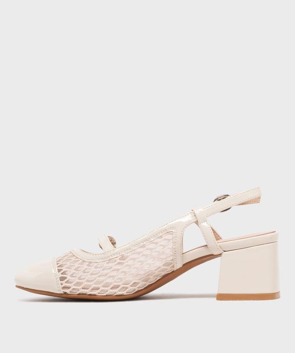 Escarpins slingback en tulle et matière vernie femme - Follow Me vue3 - FOLLOW ME - GEMO