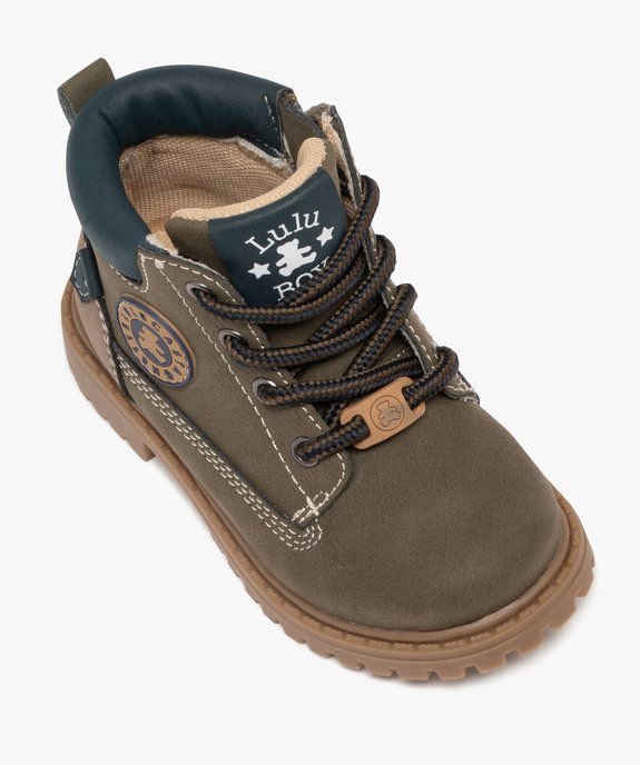 Boots bébé garçon mid-cut lisses à lacets et à zip - LuluCastagnette vue5 - LULU CASTAGNETT - GEMO