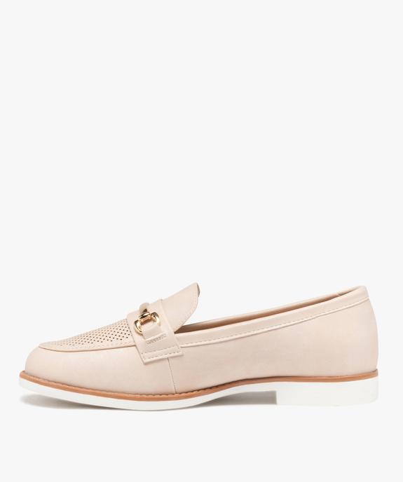 Mocassins femme unies à bout amande perforé  vue3 - GEMO (CASUAL) - GEMO