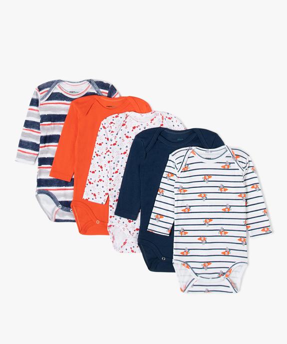 Bodies bébé à manches longues encolure américaine (lot de 5) - No gaspi vue1 - NOGASPI - GEMO