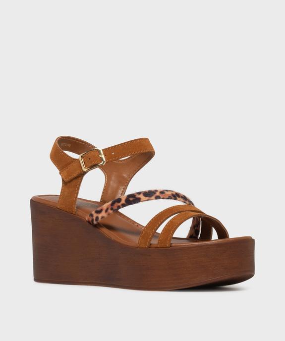 Sandales plateformes à fines brides en cuir suédé femme - Tanéo vue2 - TANEO - GEMO