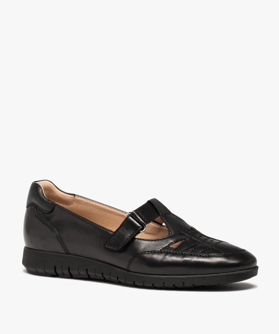 Mocassins femme confort dessus cuir uni ajouré vue2 - GEMO (CONFORT) - GEMO