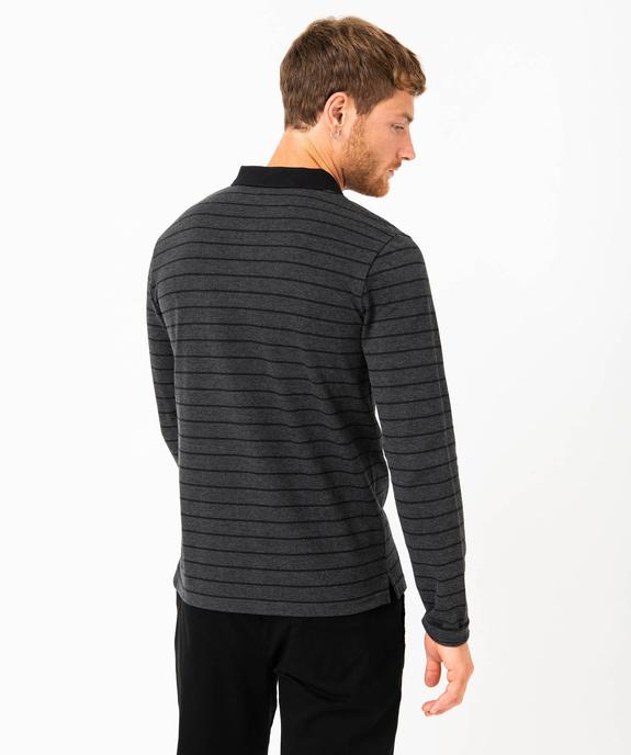 Polo rayé à manches longues homme vue3 - GEMO (HOMME) - GEMO