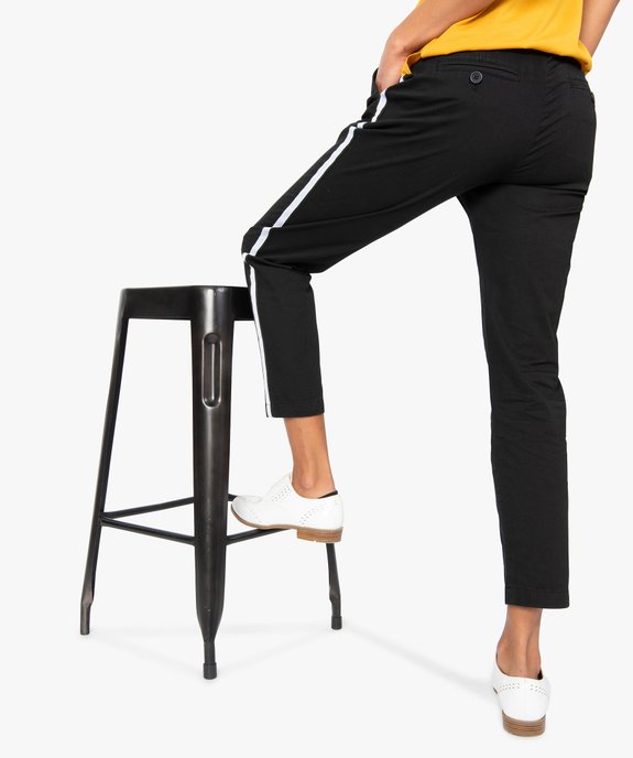 Pantalon femme en toile avec bande contrastante sur le côté vue3 - GEMO(FEMME PAP) - GEMO