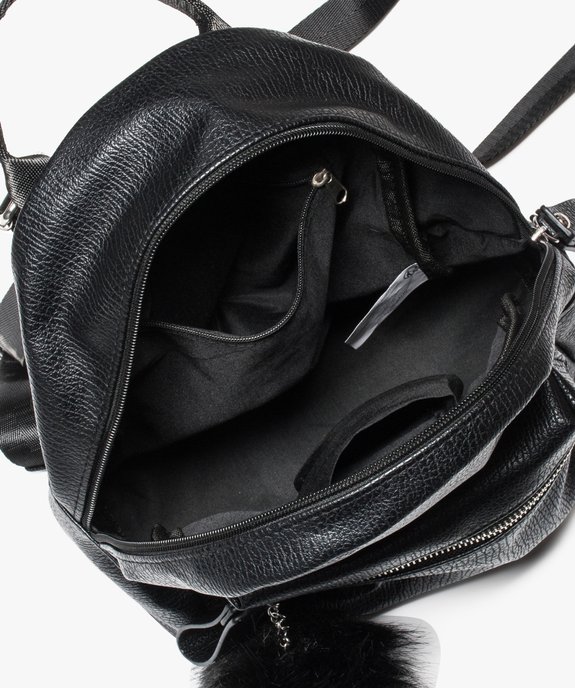 Petit sac à dos grainé avec pompon vue3 - GEMO (ACCESS) - GEMO