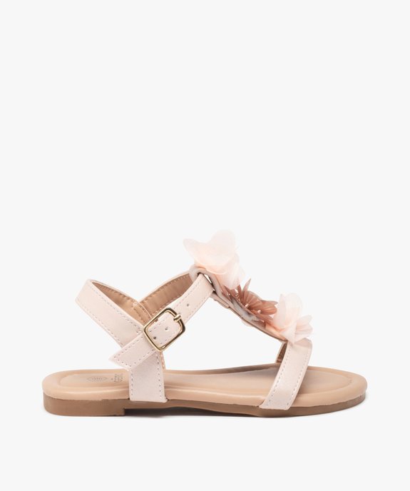 Sandales fille unies à fines brides et fleurs en tulle vue1 - GEMO (ENFANT) - GEMO