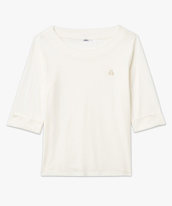 Tee-shirt à manches 3/4 et col bateau femme - LuluCastagnette vue4 - LULUCASTAGNETTE - GEMO