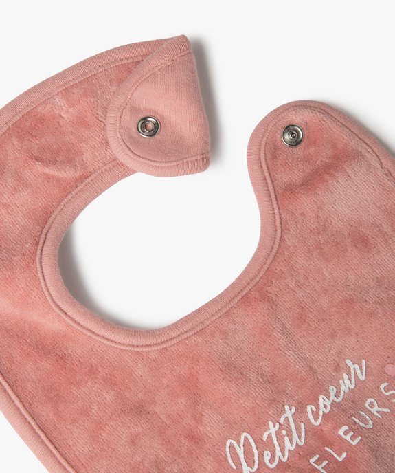 Bavoirs naissance bébé fille en velours (lot de 3) vue2 - GEMO(BB COUCHE) - GEMO