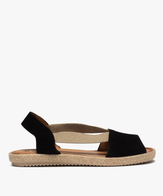 Sandales femme en cuir et semelle bordée de corde vue1 - GEMO (CASUAL) - GEMO