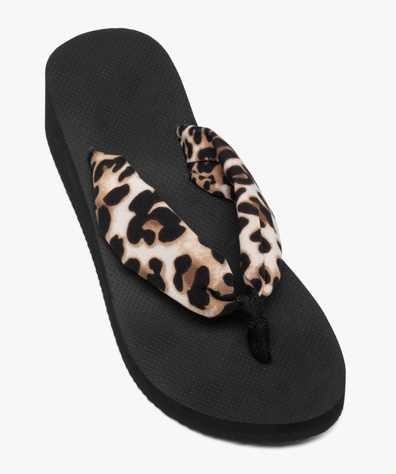 Tongs à talon compensé et bride textile femme vue5 - GEMO (PLAGE) - GEMO