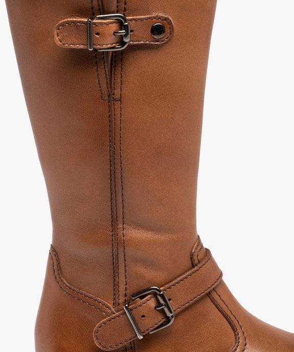 Bottes fille cavalières unies dessus cuir - Tanéo vue6 - TANEO - GEMO
