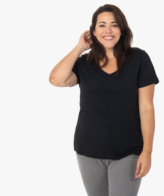 Tee-shirt femme grande taille à col V et manches courtes vue1 - GEMO (G TAILLE) - GEMO
