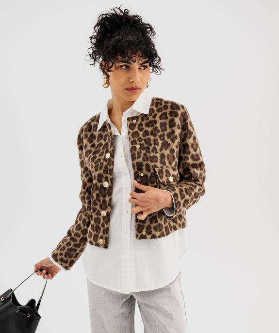 Veste courte à motif léopard femme vue1 - GEMO(FEMME PAP) - GEMO
