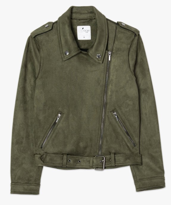 Veste femme style biker en suédine douce et souple vue4 - FOLLOW ME - GEMO