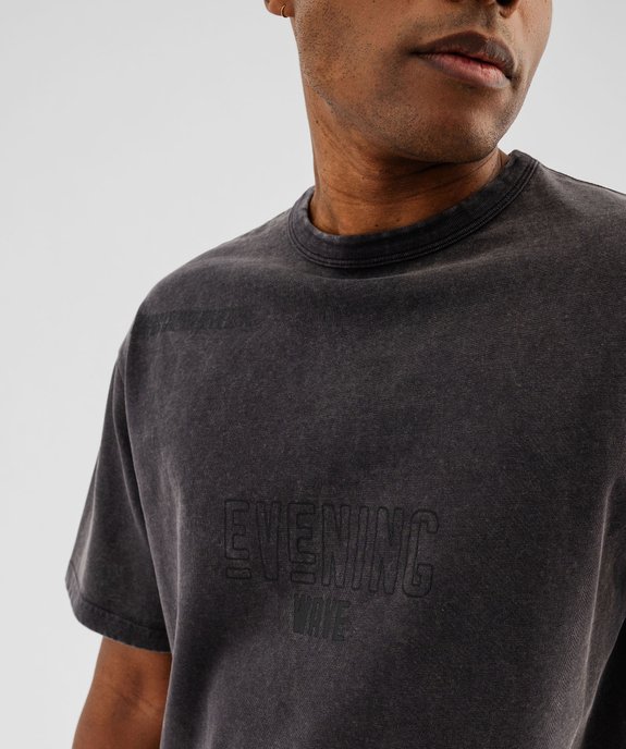 Tee-shirt manches courtes coloris délavé avec inscriptions homme vue4 - GEMO (HOMME) - GEMO
