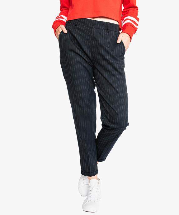Pantalon à pinces à motif avec revers en bas de jambe vue1 - GEMO(FEMME PAP) - GEMO