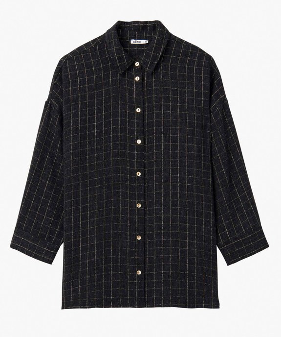 Chemise femme à carreaux en fil pailleté manches 3/4 vue4 - GEMO(FEMME PAP) - GEMO