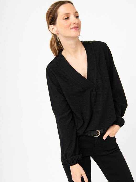 Tee-shirt à manches longues et col V femme vue1 - GEMO 4G FEMME - GEMO