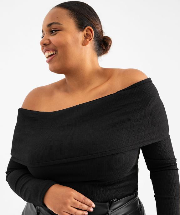 Tee-shirt manches longues col Bardot épaules dénudées femme grande taille - GEMO (G TAILLE) Tee-shirt manches longues col Bardot épaules dénudées femme grande taille vue4 - GEMO (G TAILLE) - GEMO