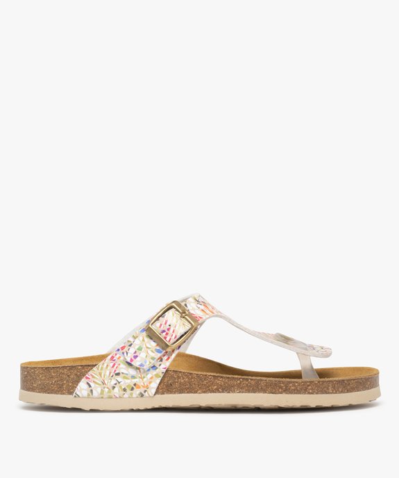 Mules femme à bride entre-doigts ajustable à motifs vue1 - GEMO 4G FEMME - GEMO