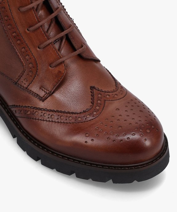 Boots fille dessus cuir à lacets et semelle crantée – Tanéo vue6 - TANEO - GEMO