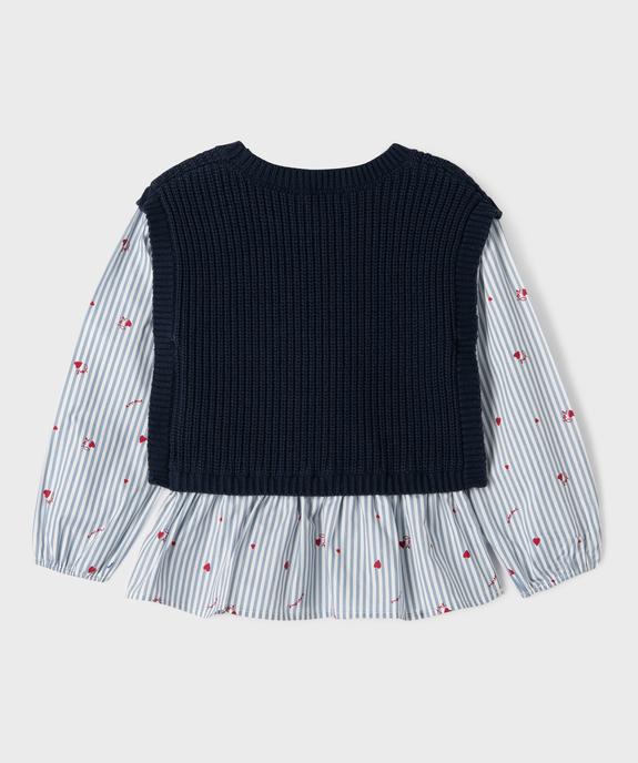 Pull avec manches et volants en coton effet 2 en 1 fille vue6 - GEMO (ENFANT) - GEMO